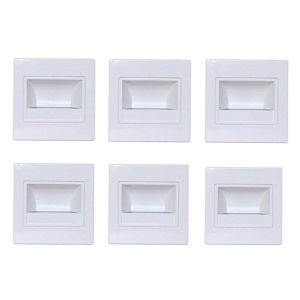 Dreamworth 6-Pack LED Corner Wall Lamp 85-265V Embedded LED Stairs Step Night Light Stair Wall Lighting for Hallway, Stairs, Closet, Bedroom and More (Warm White, White Body)