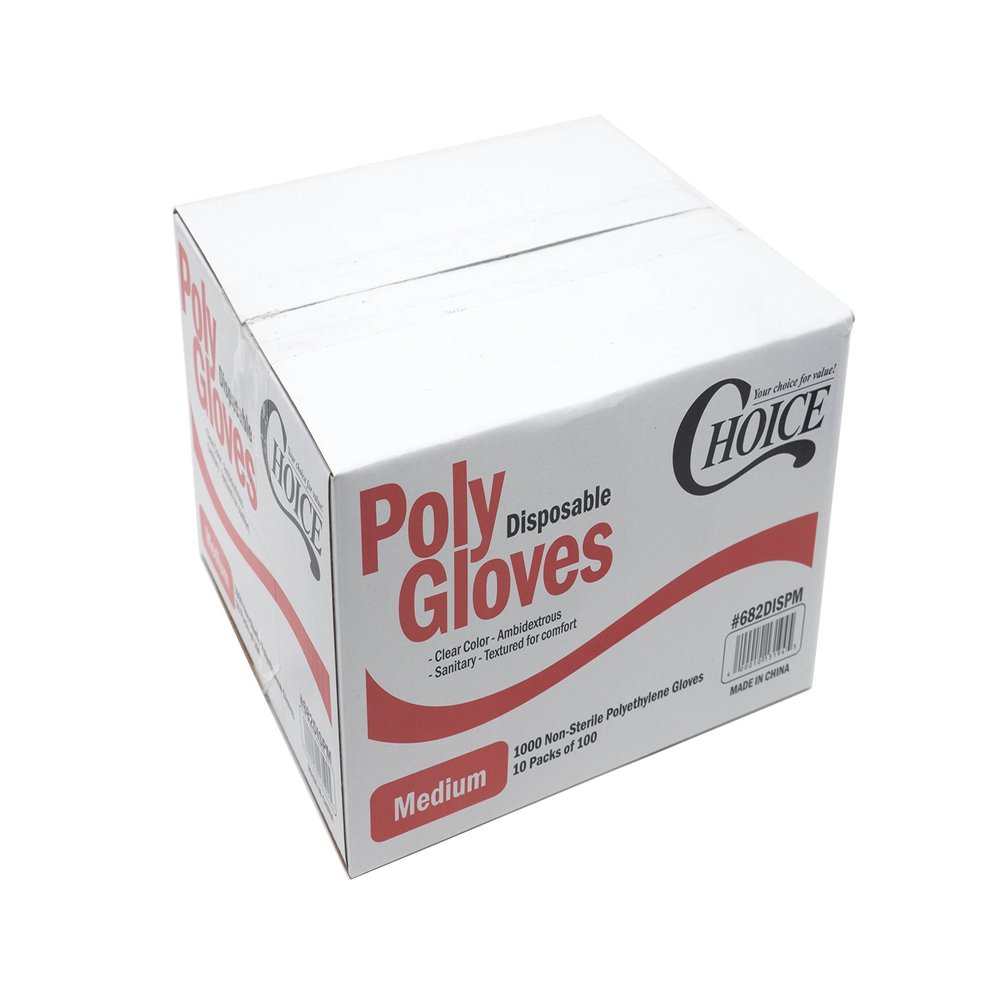 Choice Poly Disposable Polyethylene Gloves (Pack of 1000 - Medium)