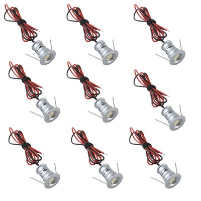 AIBOO 12V Under Cabinet LED Lights 9 Packs of Recessed Mini Downlights with Hardwired Cable and Connectors for Indoor Cupboard Bookshelf Stair Lighting (Cool White)