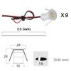 AIBOO 12V Under Cabinet LED Lights 9 Packs of Recessed Mini Downlights with Hardwired Cable and Connectors for Indoor Cupboard Bookshelf Stair Lighting (Cool White) view 3