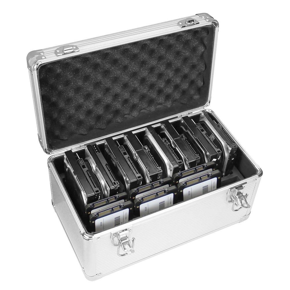 GLOTRENDS B86 14-Slot Storage Box for 2.5/3.5 Inch Internal Hard Disk, Portable Design for Carrying and Transportation, IP65 Water Resistant, HDD Organizer and Protective Box