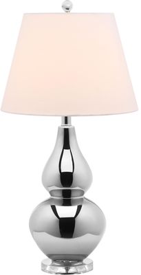 SAFAVIEH Lighting Collection Cybil Silver Double Gourd Glass Table Lamp, Modern Contemporary Design, LED Bulb Included (LITS4088N)