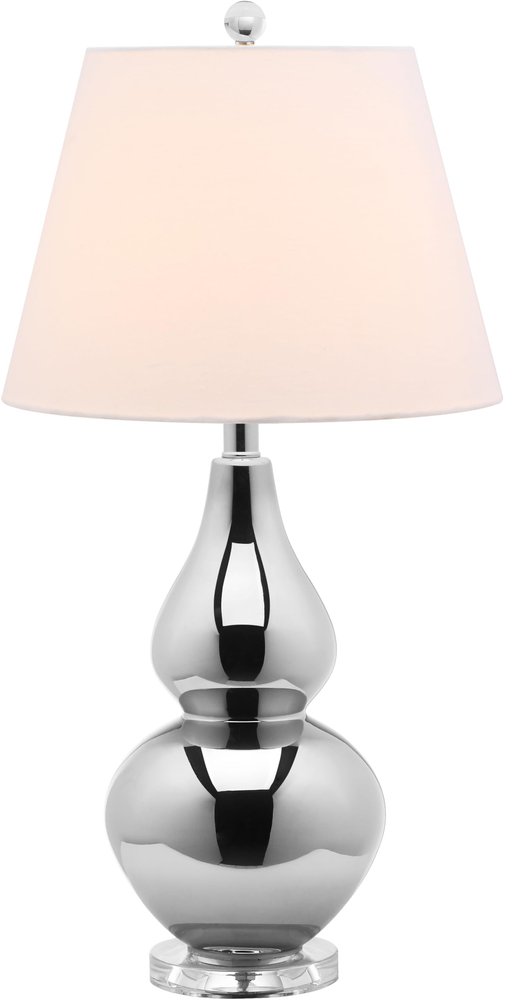 SAFAVIEH Lighting Collection Cybil Silver Double Gourd Glass Table Lamp, Modern Contemporary Design, LED Bulb Included (LITS4088N)