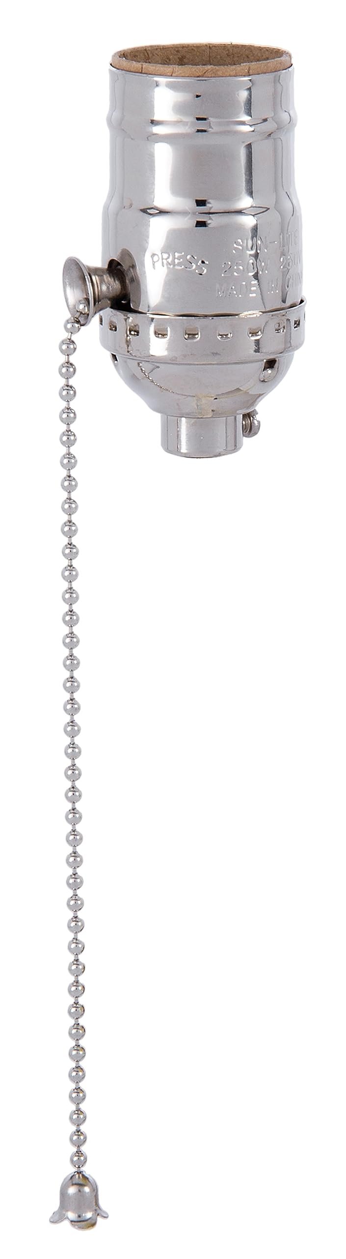 B&P Lamp Nickel Finish Pull Chain Socket