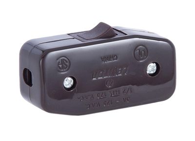 B&P Lamp Brown, Heavy Duty Rocker Switch for Round Lamp Cord