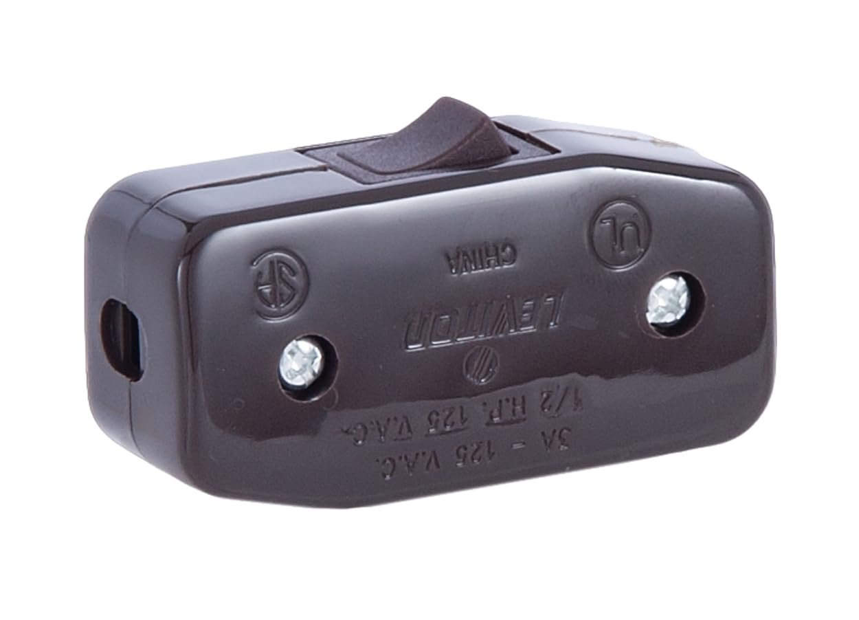 B&P Lamp Brown, Heavy Duty Rocker Switch for Round Lamp Cord