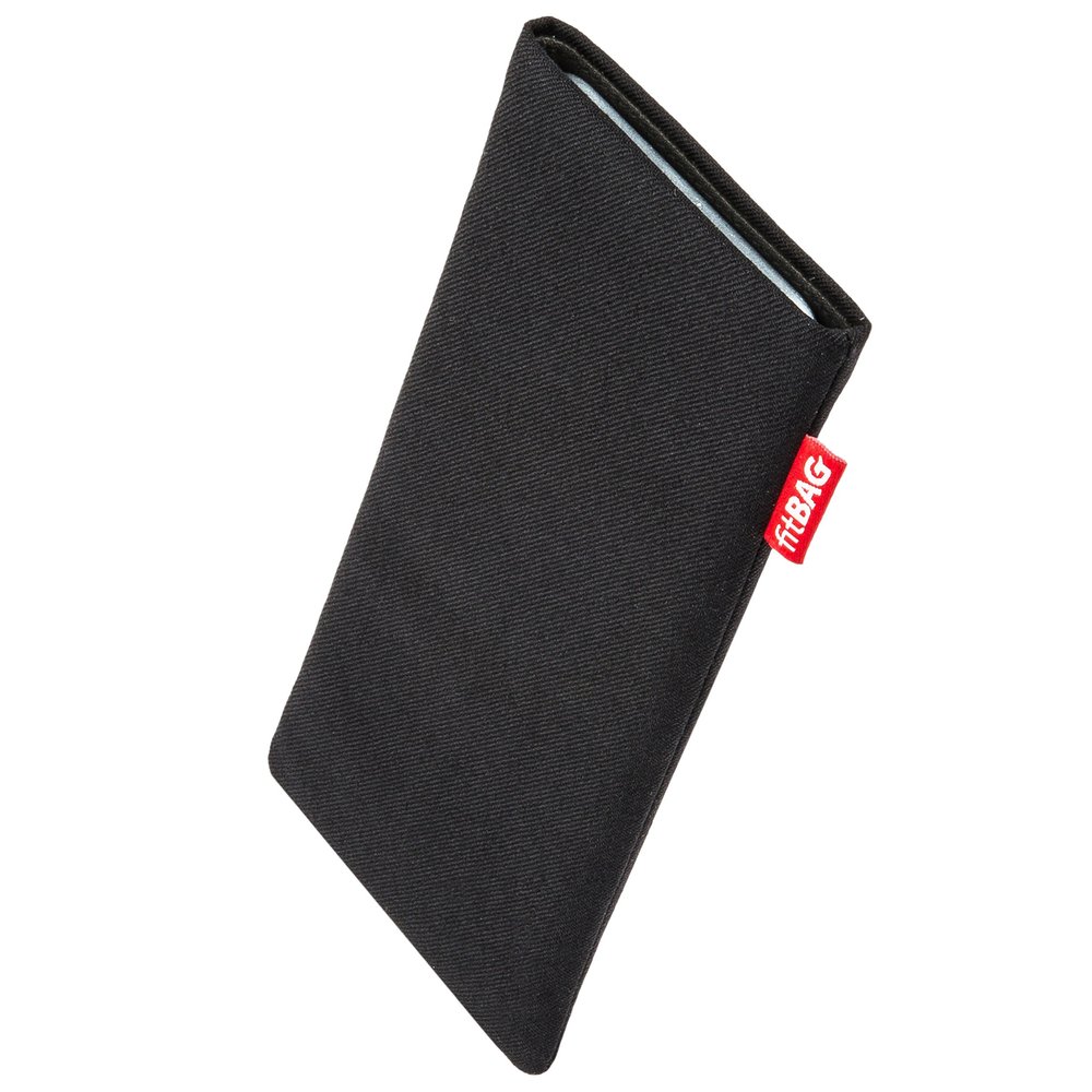 fitBAG Rave Black Custom Tailored Sleeve for LeEco LePro 3. Fine Suit Fabric Pouch with Integrated Microfibre Lining for Display Cleaning