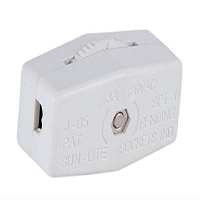 B&P Lamp White Inline Rotary Cord Switch for 18/2 SPT-2 Lamp Cord
