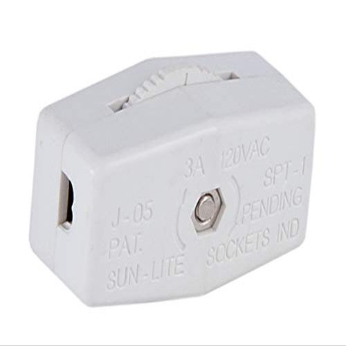 B&P Lamp White Inline Rotary Cord Switch for 18/2 SPT-2 Lamp Cord
