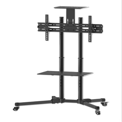 Manhattan Mobile Rolling TV Cart Stand with Wheels - for 37-70 Inch Up to 88 lbs Flat Screen LCD LED - Height Adjustable 2 AV Shelves for Laptop Tablet Webcam Projector - Max VESA 600x400mm 461238