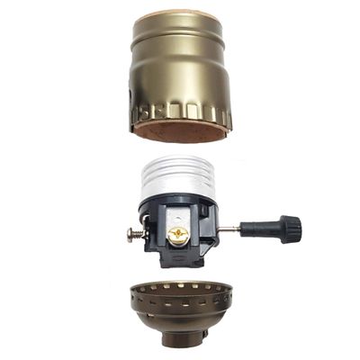 B&P Lamp 3-Way Medium Base Lamp Socket with Antique Brass Finish