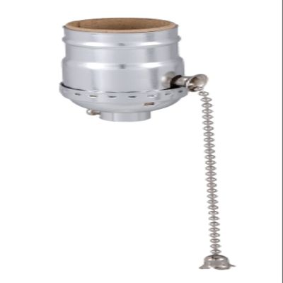 B&P Lamp Pull Chain (On-Off) Med. Base Lamp Socket with Nickel Finish