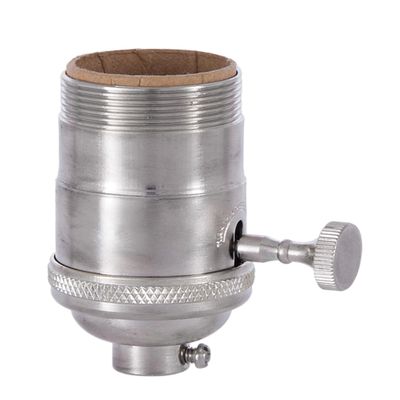 B&P Lamp On-Off, Turned Brass Lamp Socket (E26) with Satin Nickel Finish, UNO Thread