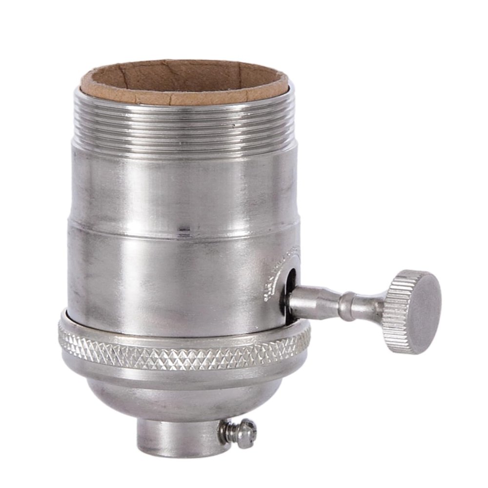 B&P Lamp On-Off, Turned Brass Lamp Socket (E26) with Satin Nickel Finish, UNO Thread