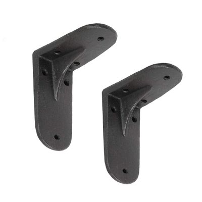 NACH Decorative Shelf Brackets, 2 Pack of 4.3 x 2 x 3.5 inch, Black Cast Iron Shelving Brackets - Metal Shelf Supports- Decorative L Brackets