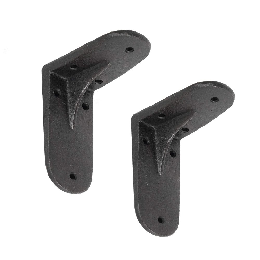 NACH Decorative Shelf Brackets, 2 Pack of 4.3 x 2 x 3.5 inch, Black Cast Iron Shelving Brackets - Metal Shelf Supports- Decorative L Brackets