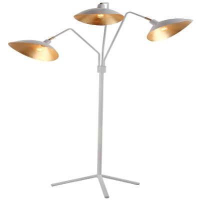 SAFAVIEH Lighting Collection Iris Mid-Century Modern Contemporary Retro White/ Gold 70-inch Living Room Bedroom Home Office Standing Floor Lamp (LED Bulb Included)