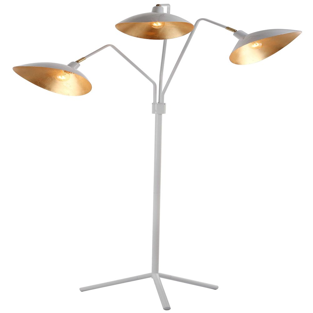 SAFAVIEH Lighting Collection Iris Mid-Century Modern Contemporary Retro White/ Gold 70-inch Living Room Bedroom Home Office Standing Floor Lamp (LED Bulb Included)
