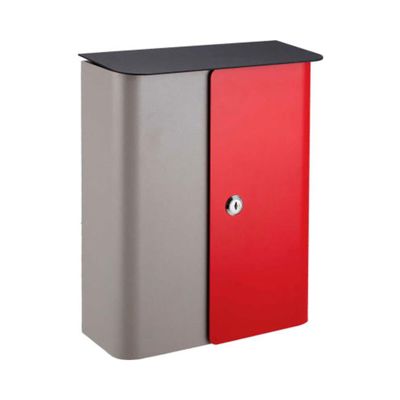 Qualarc WF-1515 Vista Rectangular Locking Mailbox Gray Body, Red Door and Black Top, Grey/Red/Black