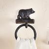 BLACK FOREST DECOR Walk Black Bear Towel Ring 4 1/2" Wx4 Dx8 H view 1