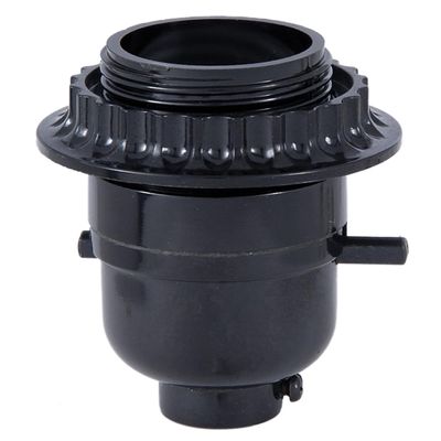 B&P Lamp Push-Thru Style Black Plastic Phenolic Socket with Medium Base and Threaded Shell with Ring
