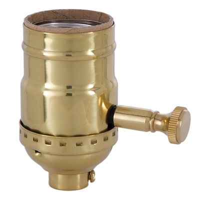 B&P Lamp Med. Base Full Range DIMMER Socket, Solid Brass Shell with Polished and lacq. Finish