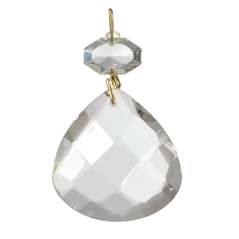 B&P Lamp 1 1/8" (28 Mm) Glass Pendalogue, Antique Brass Pin