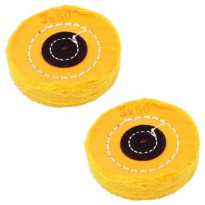 NIUPIKA Yellow Soft Cotton Polishing Buffing Wheel Bench Grinder with Arbor Hole Jewelers Rotary Tools (3 Inch - 50 Ply)