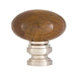 B&P Lamp Tiger Eye Design, 30mm Ball Finial, Satin Nickel Brass Base