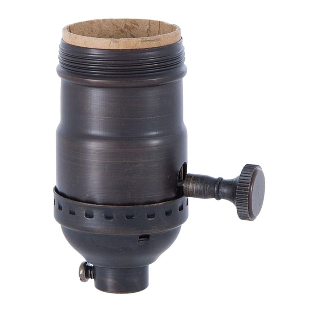 B&P Lamp Brass Turn Knob Early Electric Style Lamp Socket, Antique Bronze Finish, 3-Way Function, Uno Thread Shell