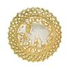 AeraVida Hand Carved Elephant Rain Tree Wood Wall Art with Gold-Tone Finish and Mirrored Glass Round Decorative Wall Hanging 17.5 Inch view 1