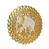 AeraVida Hand Carved Elephant Rain Tree Wood Wall Art with Gold-Tone Finish and Mirrored Glass Round Decorative Wall Hanging 17.5 Inch view 2