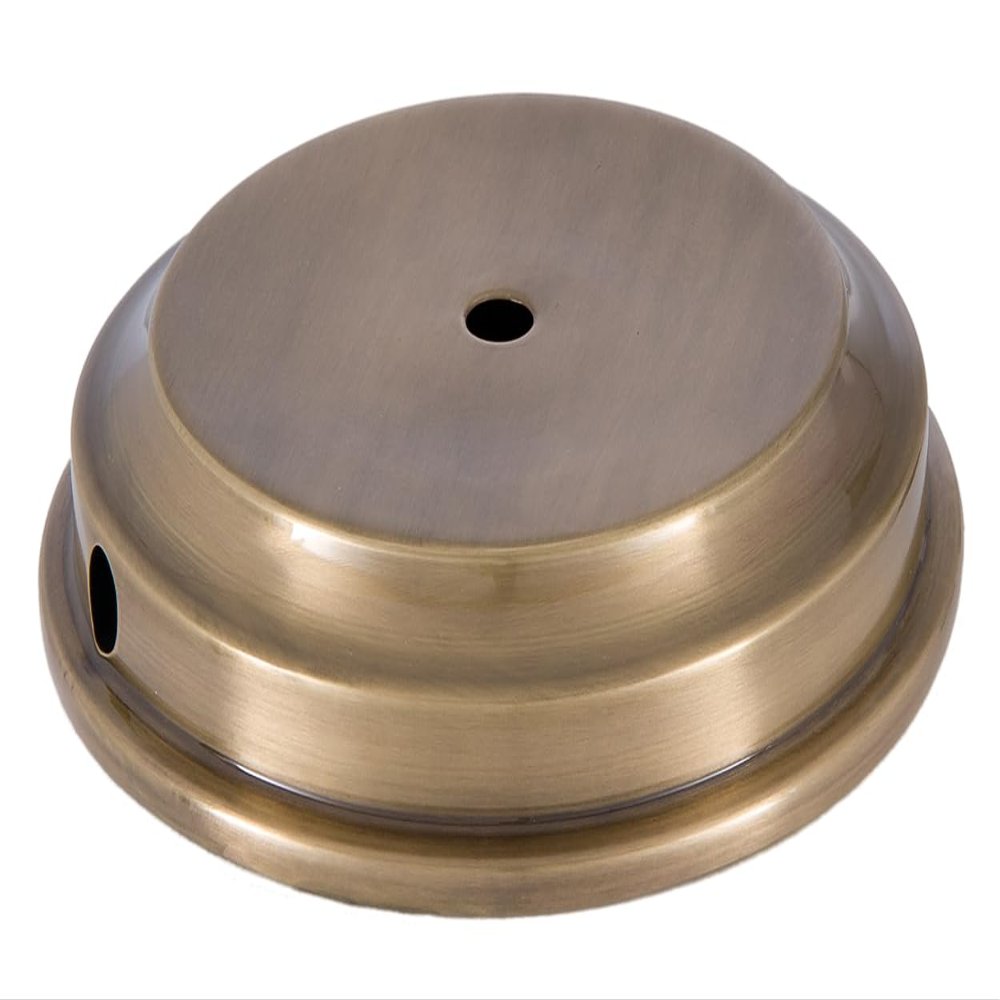 B&P Lamp Antique Brass Flared Disc Solid Brass Lamp Base, 5 Inch Top Diameter, 6-3/8 Inch Bottom Diameter, 1/8F Center Hole, Modern Style
