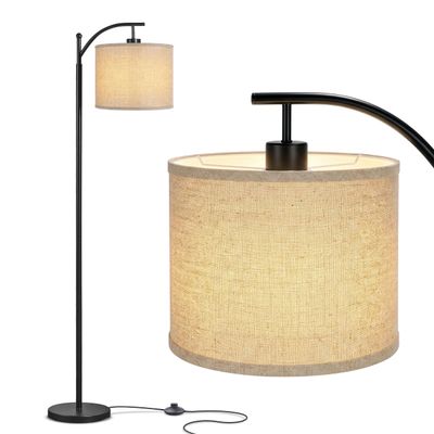 Brightech Montage LED Floor Lamp Modern Floor Light for Living Rooms & Office, with Arc Hanging Shade Standing Lamp for Bedroom Reading, Mid-Century Pole Lamp for Farmhouse Style - Black