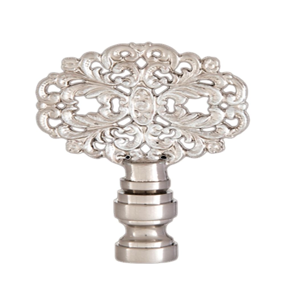 B&P Lamp Rosette Design, Solid Brass Finial, Satin Nickel Finish