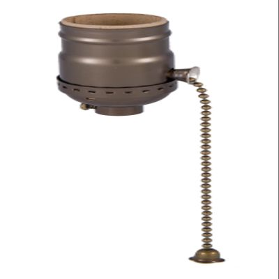 B&P Lamp Pull Chain (On-Off) Med. Base Lamp Socket with Antique Brass Finish