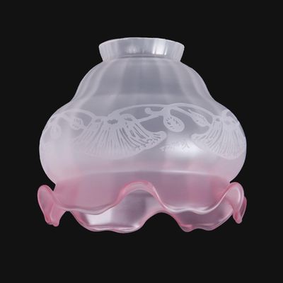 B&P Lamp Ruby Tint Art Nouveau Etched Fixture Shade