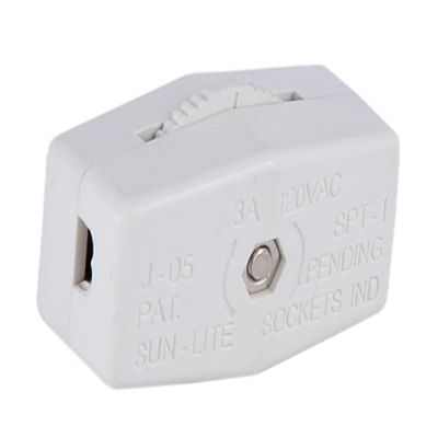 B&P Lamp White Inline Rotary Cord Switch for 18/2 SPT-1 Lamp Cord
