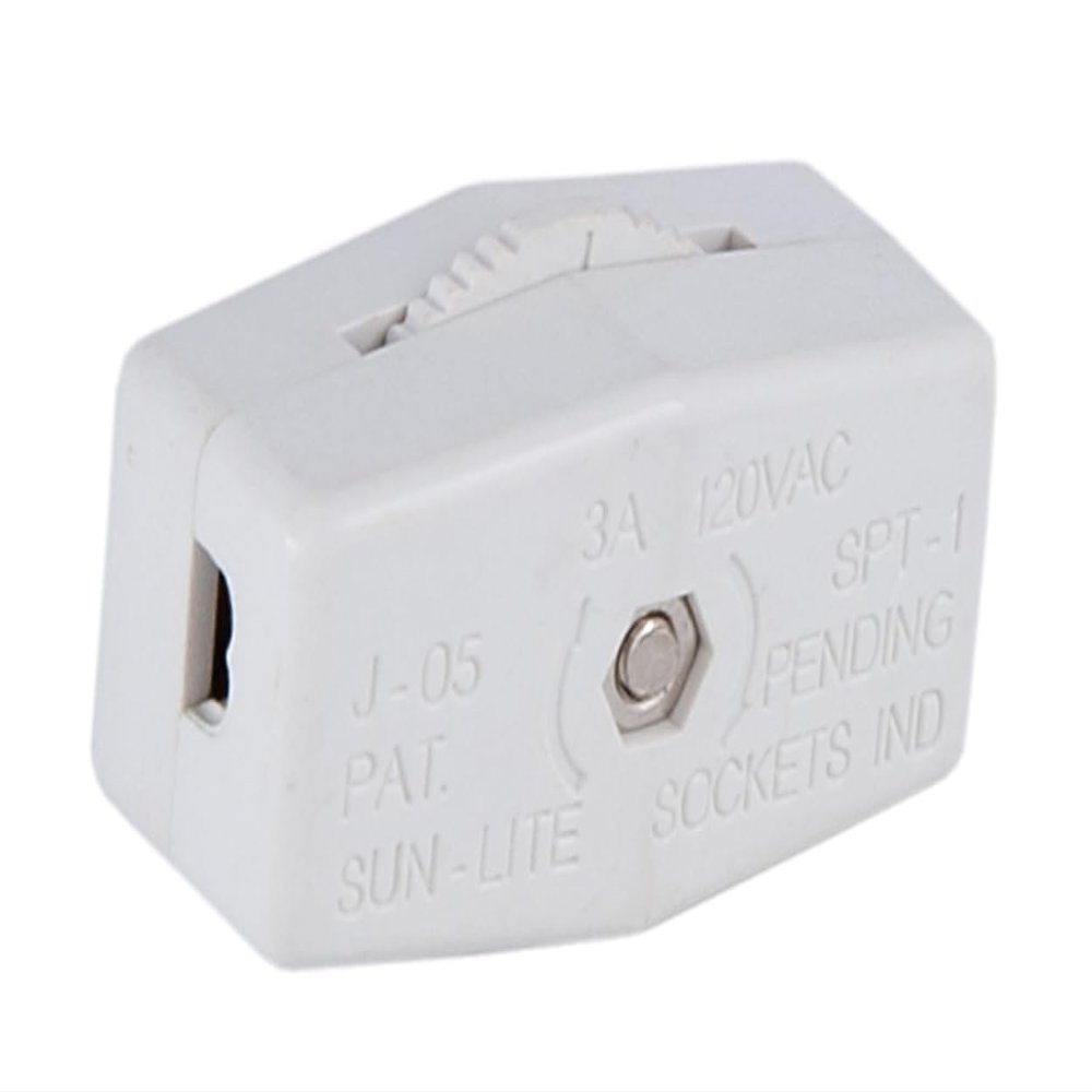B&P Lamp White Inline Rotary Cord Switch for 18/2 SPT-1 Lamp Cord