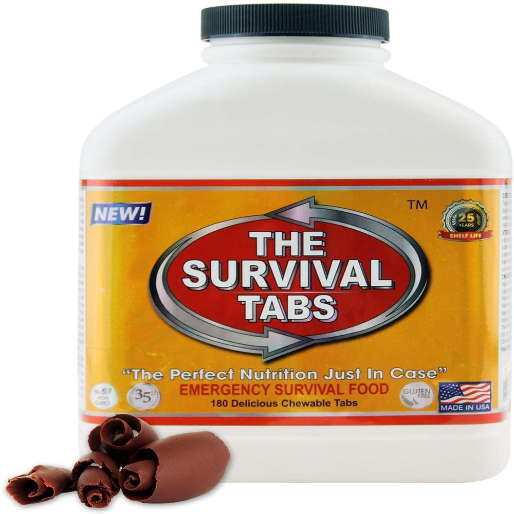 Survival Tabs Emergency Food Supply 15-Day Chocolate Tabs, High-Protein