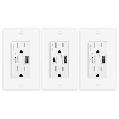 24W USB C Outlet PD 3.0,GreenCycle USB Type C Wall Outlet,15Amp AC 4.8A/5V Tamper Resistant Receptacle for iPhone 16 Pro Max,Android,UL Listed