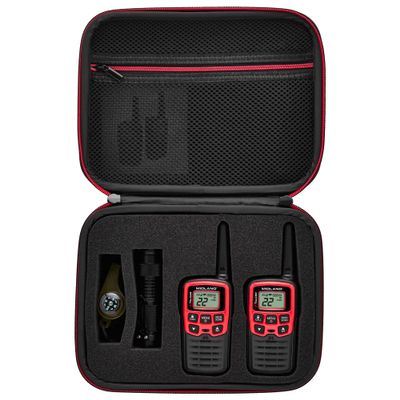 Midland-EX37VP, E+Ready Emergency Two-Way Radio Kit-Pair of T31VP FRS Two-Way Radios, 9 LED Flashlight, Whistle With Compass and Temperature Gauge, In SoftShell Carrying Case (Pair Pack)