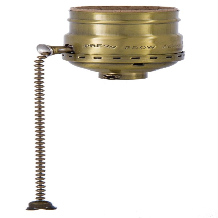 B&P Lamp Antique Brass On-Off Pull Chain Socket