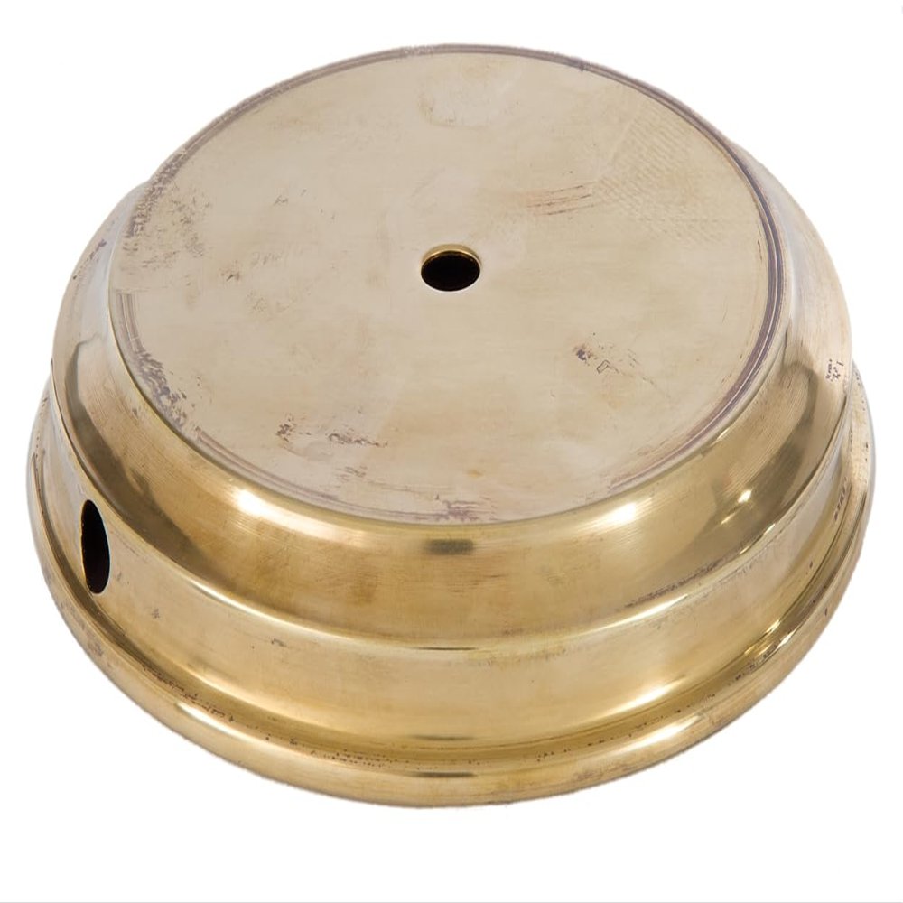 B&P Lamp Unfinished Flared Disc Solid Brass Lamp Base, 4-1/2 Inch Top Diameter, 5-7/8 Inch Bottom Diameter, 1/8F Center Hole, Modern Style