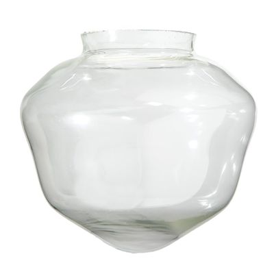 B&P Lamp American Made Clear Glass Schoolhouse Shade, 12 Inch Diameter, 6 Inch Fitter, Hand-Blown Crystal Glass Pendant Shade