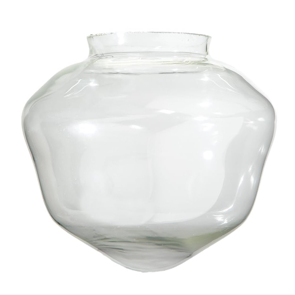 B&P Lamp American Made Clear Glass Schoolhouse Shade, 12 Inch Diameter, 6 Inch Fitter, Hand-Blown Crystal Glass Pendant Shade