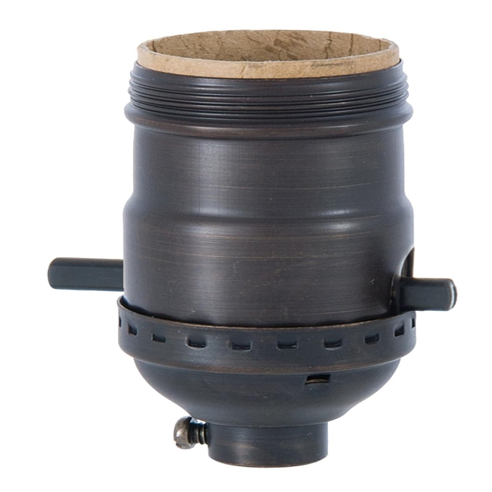 B&P Lamp Brass Early Electric Style Lamp Socket, Antique Bronze Finish, Push-Thru, On/Off Function, Uno Thread Shell