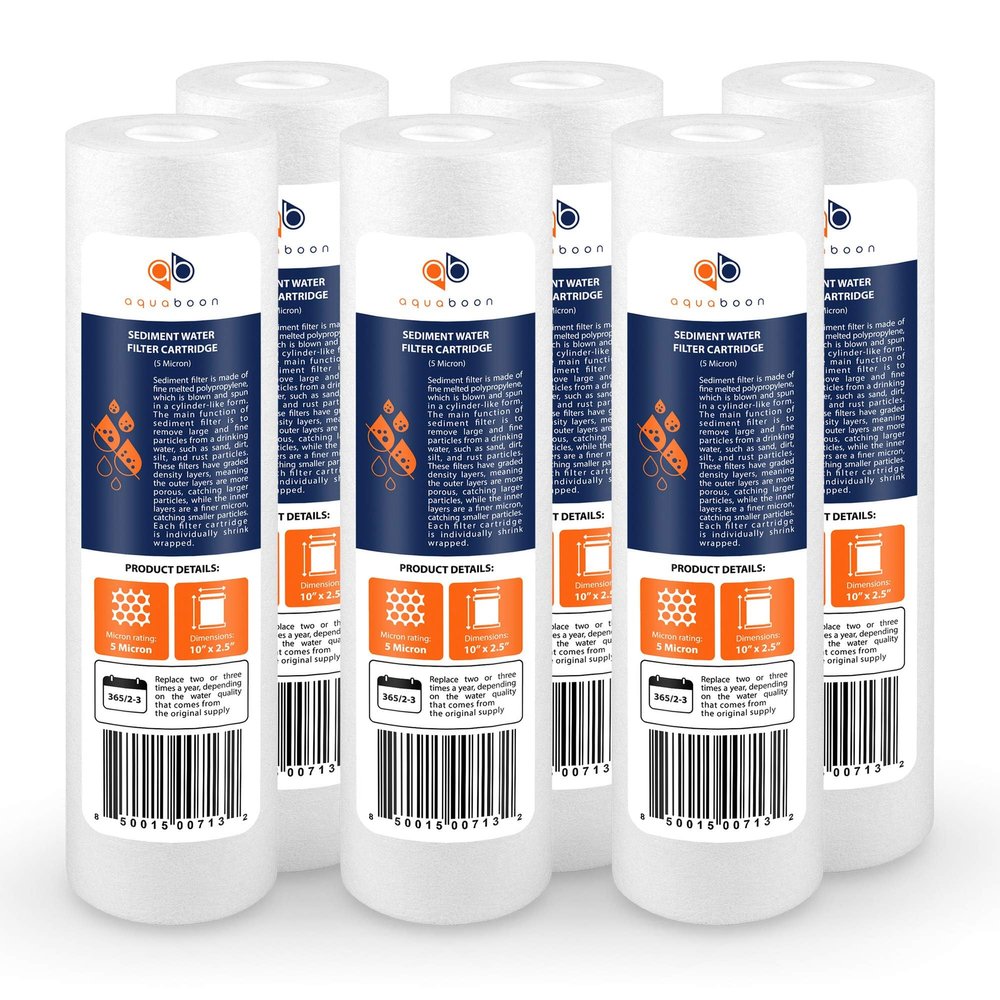 Aquaboon 5 Micron 10 x 2.5 Sediment Water Filter Replacement - 6 Pack