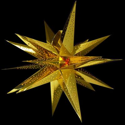 PaperLanternStore.com 24 Inch Moravian Glossy Gold Multi-Point Paper Star Lantern Lamp, Hanging Decoration