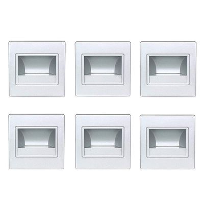Dreamworth 6-Pack LED Corner Wall Lamp 85-265V Embedded LED Stairs Step Night Light Stair Wall Lighting for Hallway, Stairs, Closet, Bedroom and More (Warm White, Silver Body)